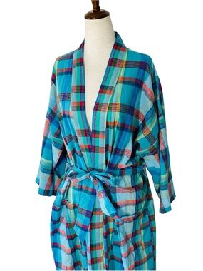 VINTAGE FOSTER CLASSICS 100% Cotton Plaid Robe